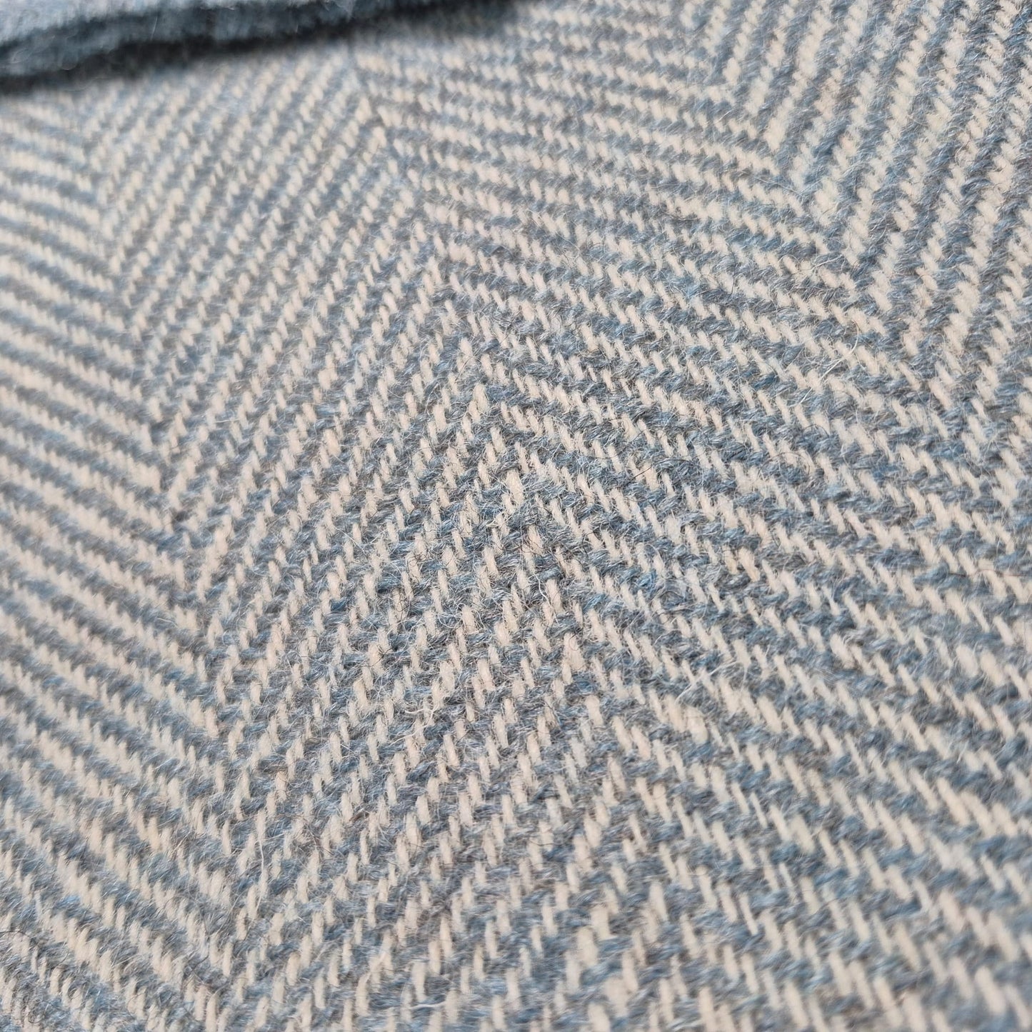 Pure Wool Throw Blanket | Herringbone | Forget-Me-Not