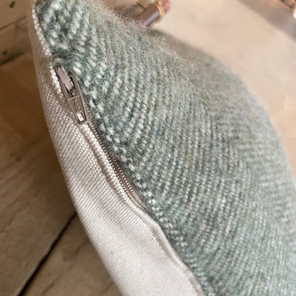 Pure Wool Bolster | Moss Green Herringbone