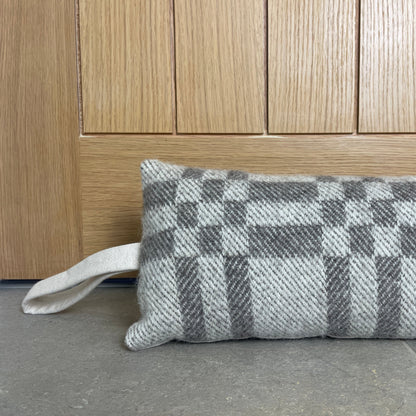 Pure Wool Draught Excluder (Grey Inverse Geometric)