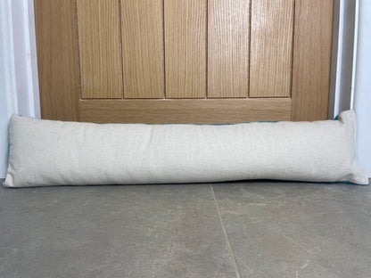 Pure Wool Draught Excluder (Sky Blue Geometric)