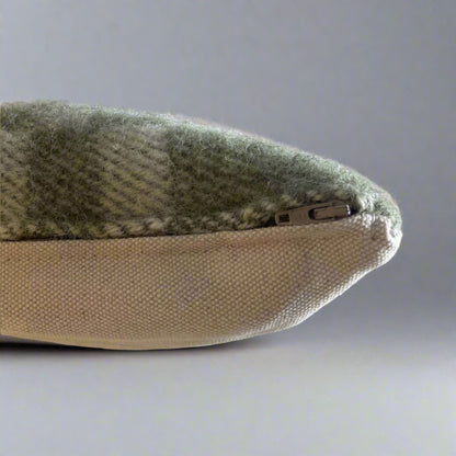 Pure Wool Draught Excluder (Moss Green Geometric w/Side Seam Fringe)