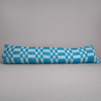 Pure Wool Draught Excluder (Sky Blue Geometric)