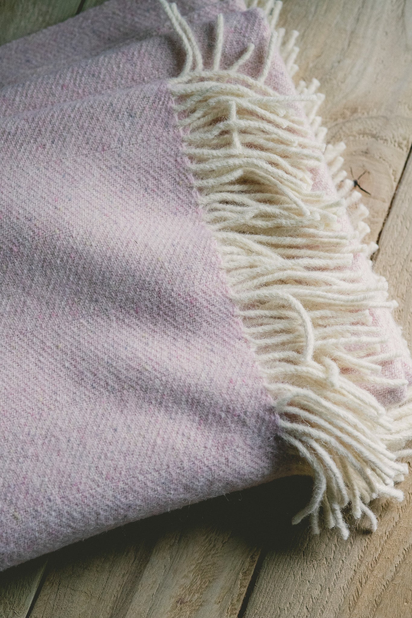 Pure Wool Herringbone Throw Blanket (Pale Rose, Size: 200x146cm)