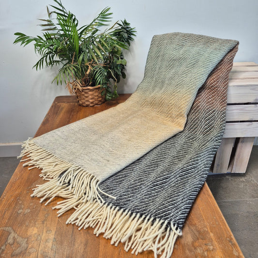 Pure British Wool Blanket Throw | Dartmoor Winter Ombre