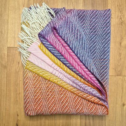 Pure British Wool Blanket Throw | Salcombe Sunset Ombre