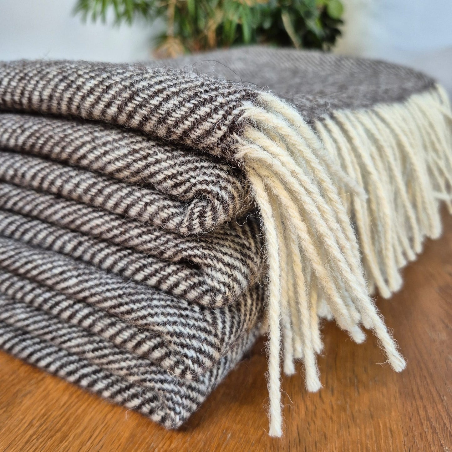 Pure Wool Throw Blanket | Herringbone | Herdwick Grey