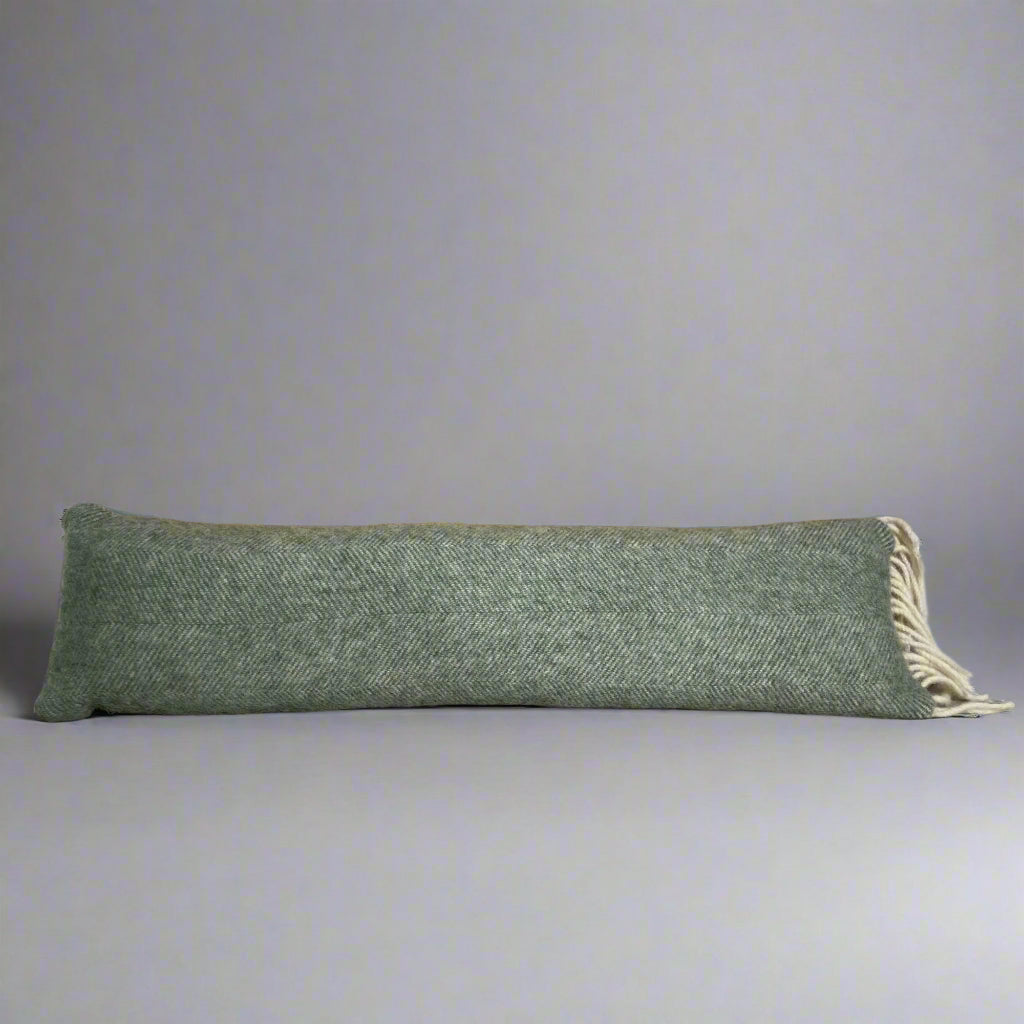 Pure Wool Draught Excluder (Moss Green w/Tassels)