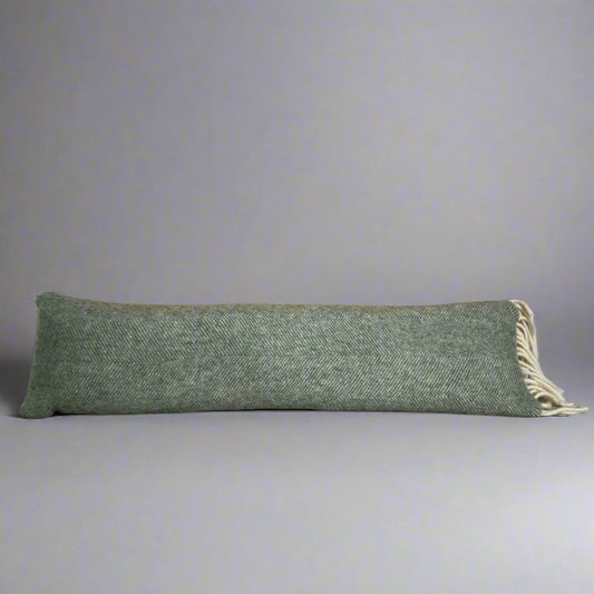 Pure Wool Draught Excluder (Moss Green w/Tassels)