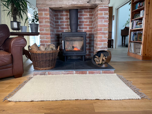 White Pure Wool Rug (Harriet) | Hand Woven in the UK
