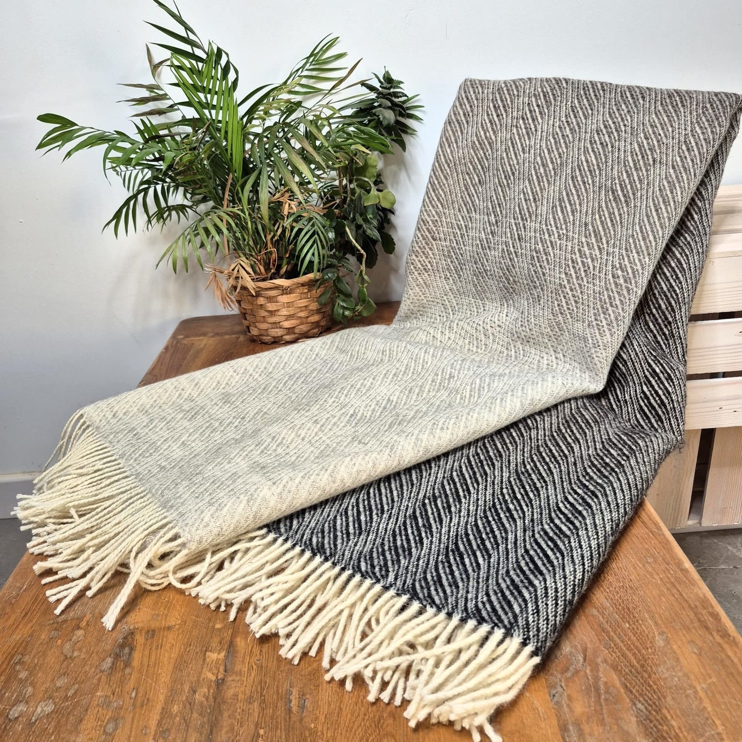 Pure British Wool Blanket Throw | Herdwick Ombre